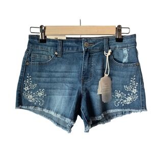 NWT Altar'd State Women's 26 Low Rise Floral Cut Off Jean Shorts Embroidered